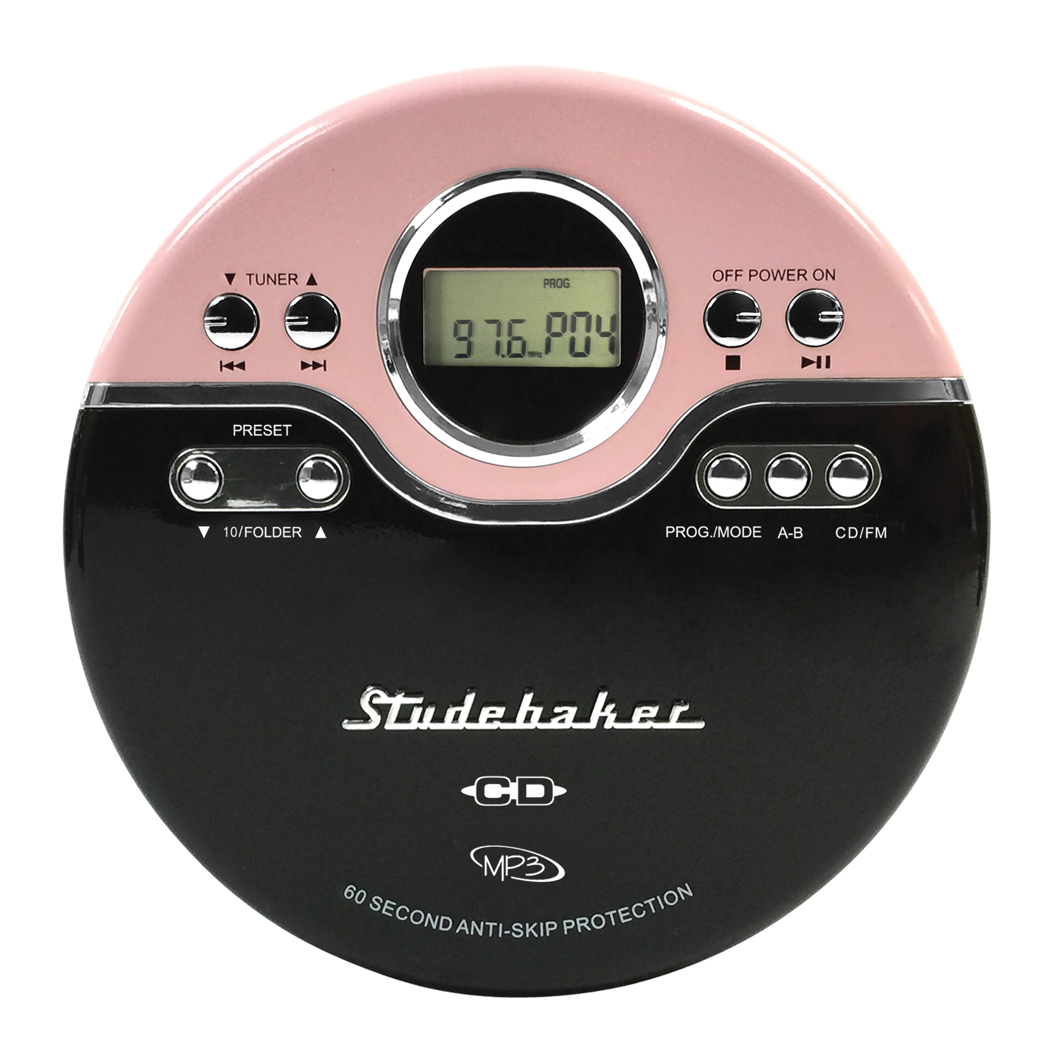 Studebaker SB2145 80's Retro Street Portable Bluetooth Boombox with FM Radio,  CD Player, LED EQ and 10 Watts RMS Power