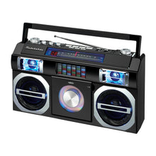Load image into Gallery viewer, 80's Retro Street Boombox with FM Radio, CD Player, LED EQ, 10 Watts RMS and AC/DC - SB2145