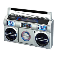 Load image into Gallery viewer, 80's Retro Street Boombox with FM Radio, CD Player, LED EQ, 10 Watts RMS and AC/DC - SB2145