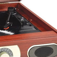 Load image into Gallery viewer, Wooden Turntable with AM/FM Radio & Cassette Player - SB6052