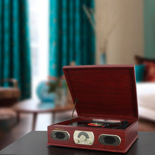 Load image into Gallery viewer, Wooden Turntable with AM/FM Radio & Cassette Player - SB6052