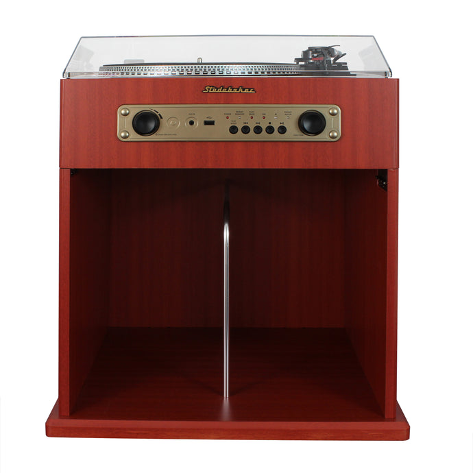 Floor Stand Turntable, Bluetooth Receiver, CD Player, FM Radio, Wood Cabinet, 3W RMS Speakers x 2 - SB6059