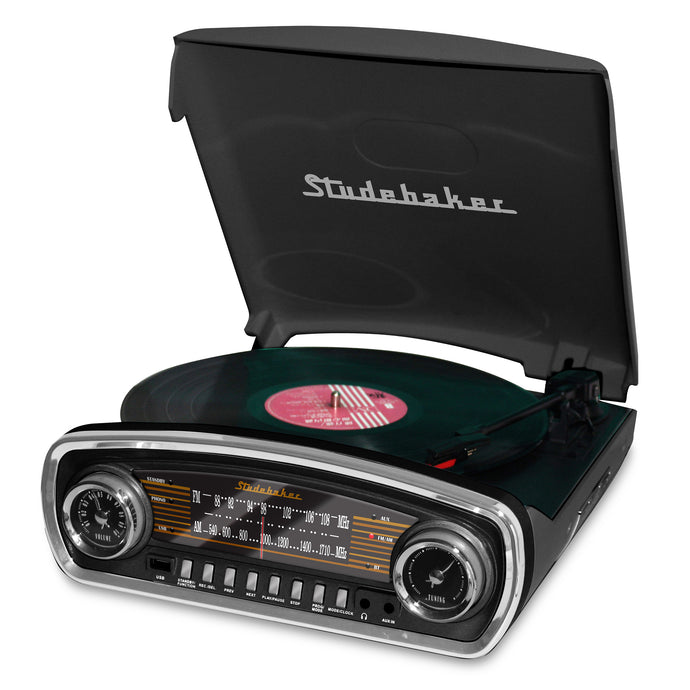 3-Speed Stereo Turntable with Bluetooth Receiver and AM/FM Radio - SB6057